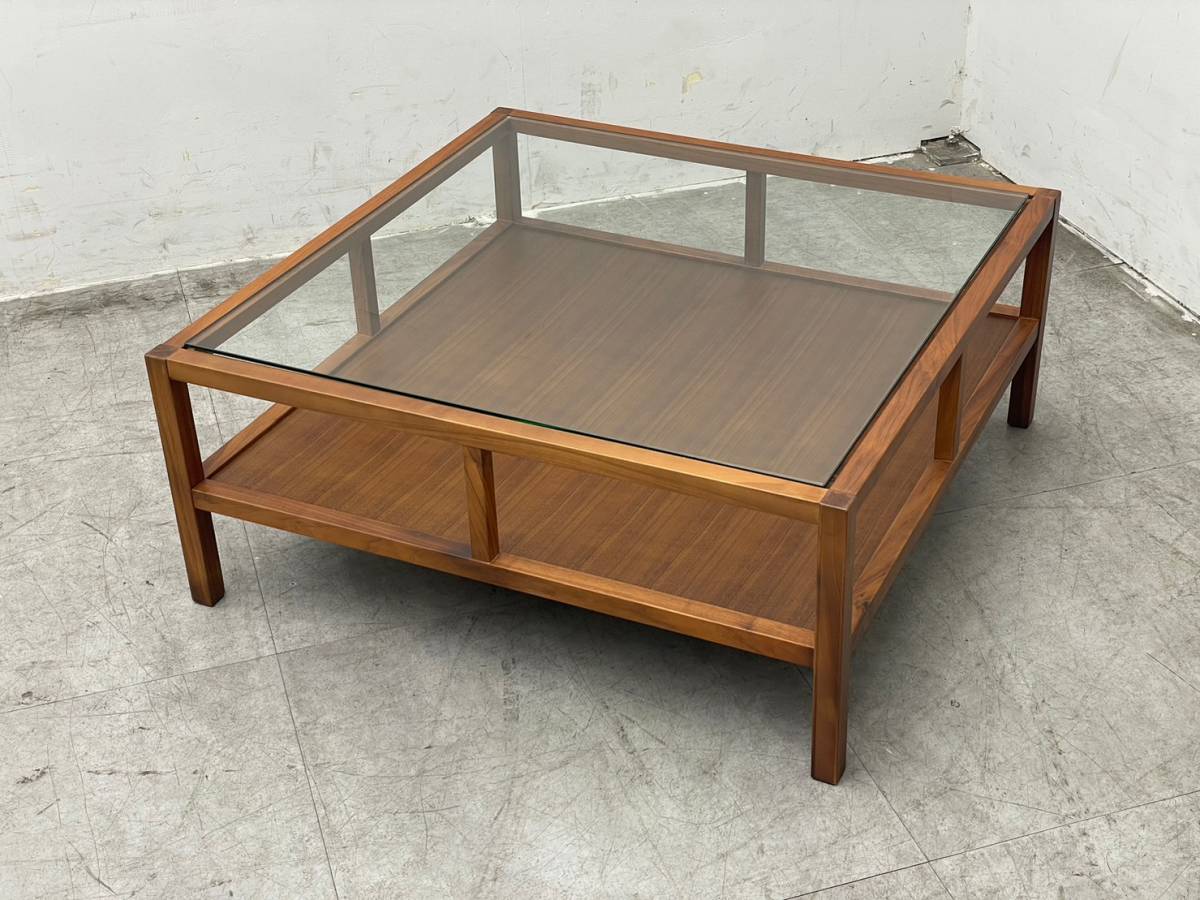 H425☆展示品☆シギヤマ家具 ローテーブル センターテーブル ガラス天