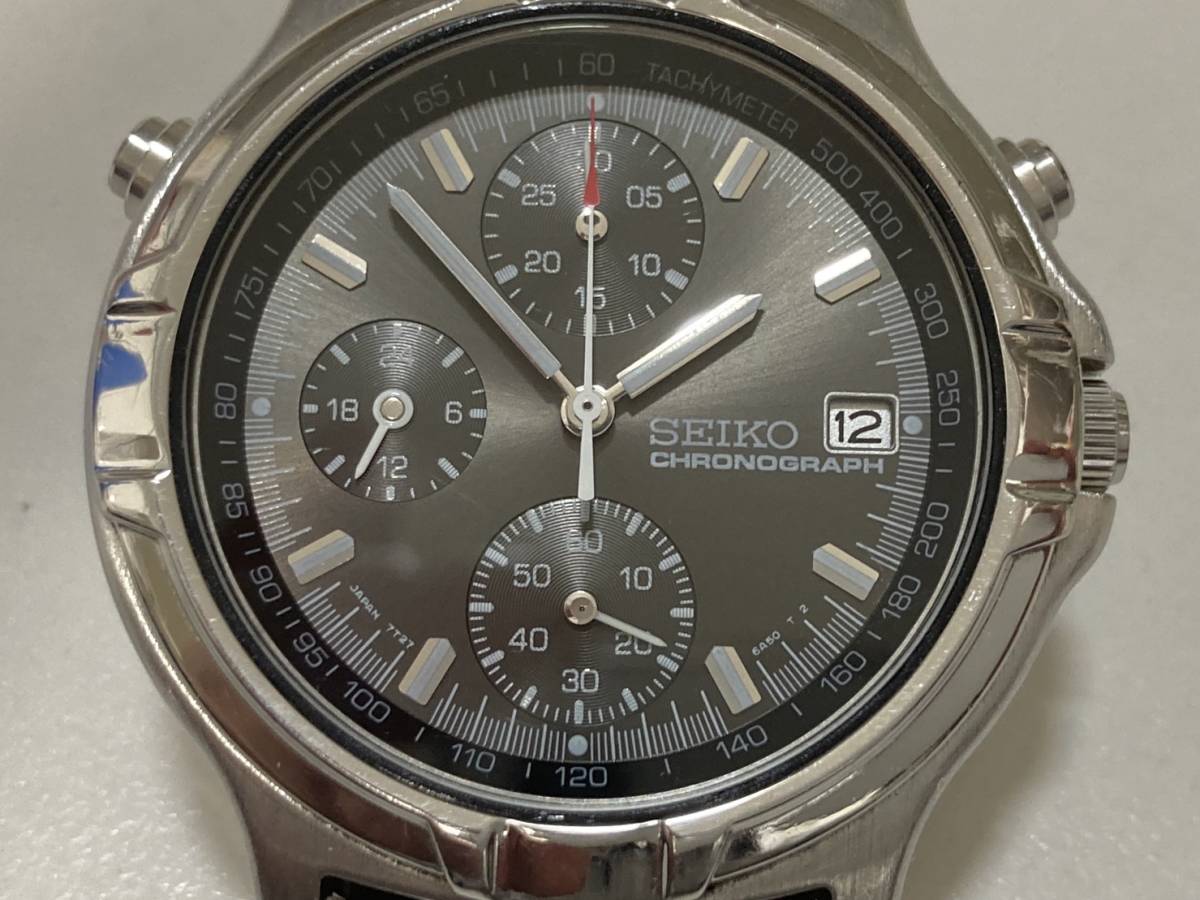 Vintage Seiko Chronograph 7T27-6A50 Tachymeter Men\u0027s Watch 