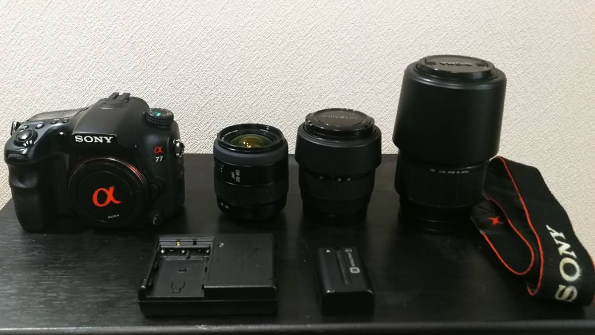 SONY α77 SLT-A77V 訳ありジャンク レンズ3本セット 送料無料♪