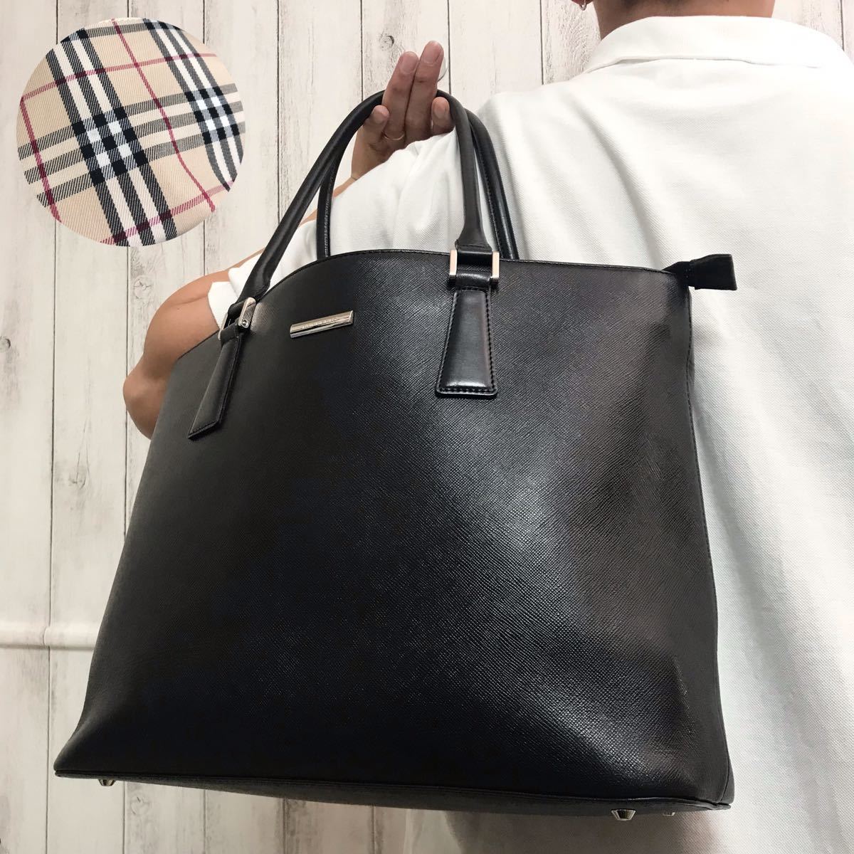 Burberry バーバリー ハンドバッグ ブラック スクエア バーバリー