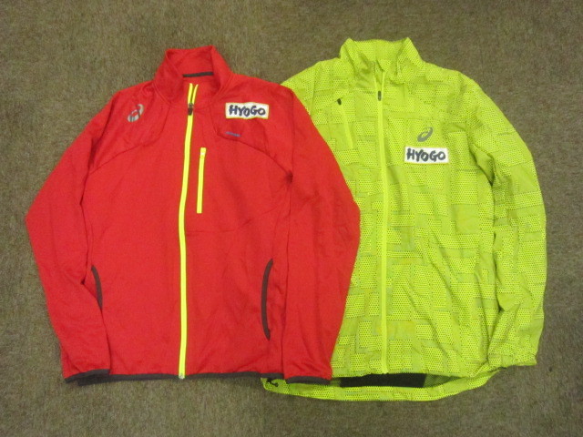 アシックス　トラックジャケット　２枚セット　メンズL　兵庫県代表 国体　スポーツジャケット　ウインドブレーカー　メンズブルゾン10149