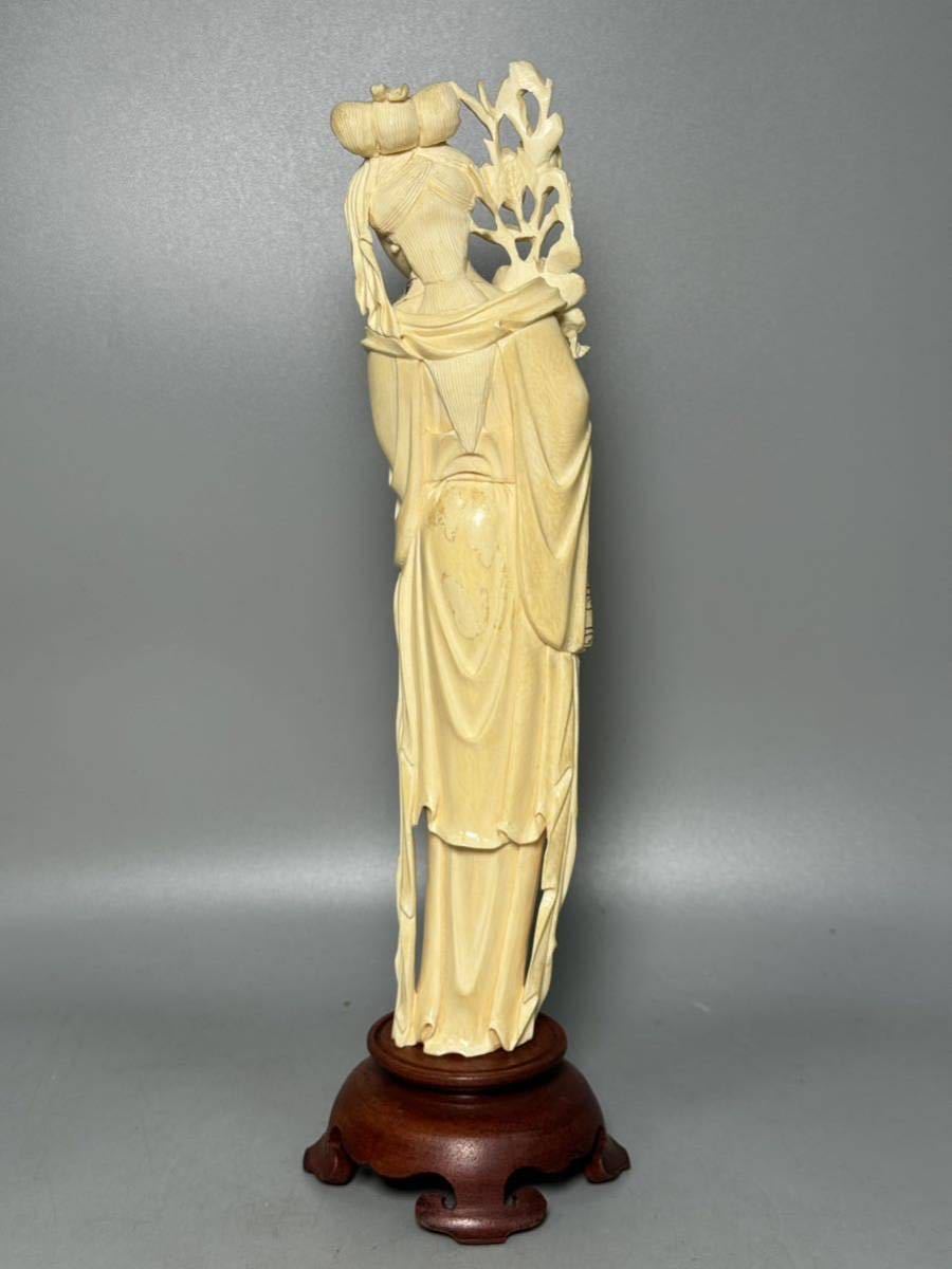 仏教美術 置物 美人像 楊貴妃 芯料 象牙風 角細工骨細工 マンモス