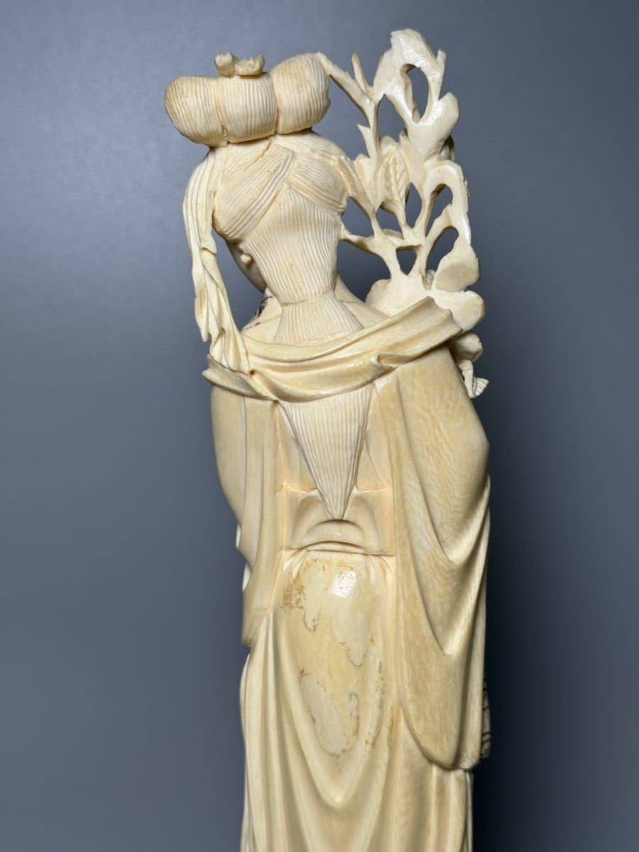 仏教美術 置物 美人像 楊貴妃 芯料 象牙風 角細工骨細工 マンモス