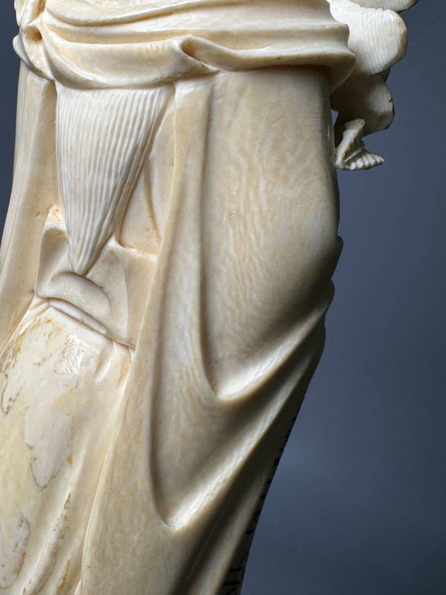 仏教美術 置物 美人像 楊貴妃 芯料 象牙風 角細工骨細工 マンモス
