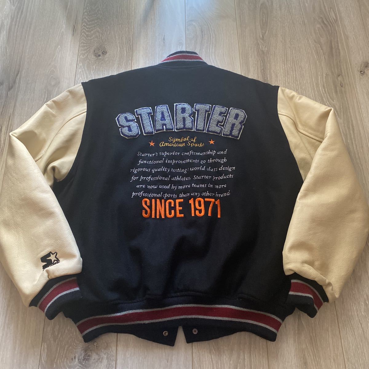 ☆希少☆90s starterスターター スタジャン 袖革 レザー 当時物 