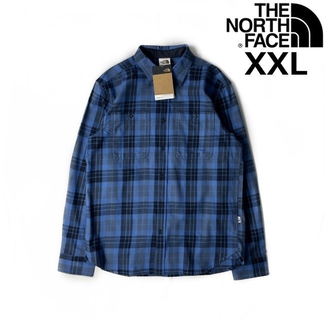 1円～!売切!【正規新品】THE NORTH FACE◆ARROYO LIGHTWEIGHT FLANNEL 長袖 ネルシャツ コットン 胸ポケット(XXL)青 チェック柄 180914-43