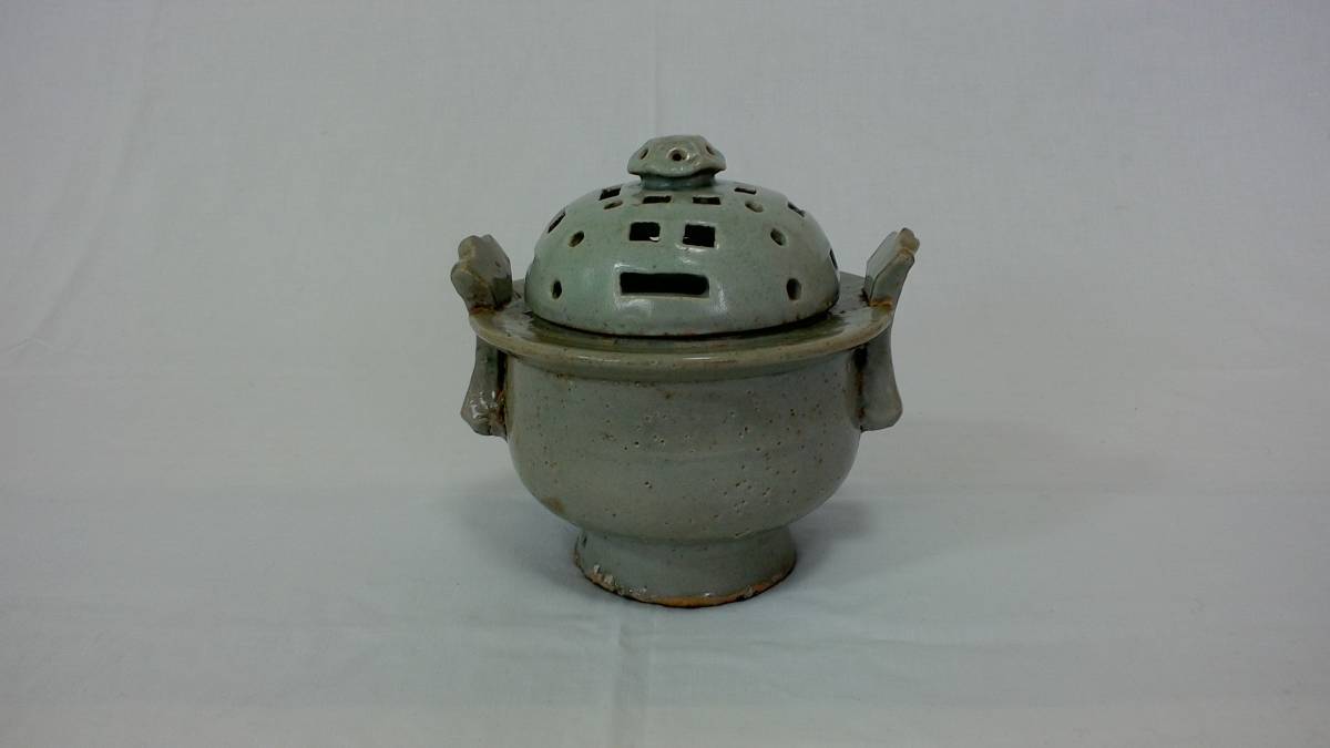 【骨董品】李朝？白磁香炉 李朝 白磁 朝鮮美術 香炉 時代物 骨董品 香道具 双耳香炉 朝鮮古