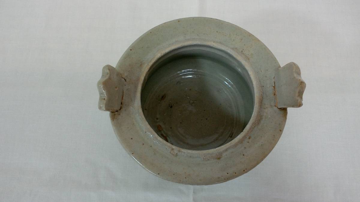 李朝 白磁 朝鮮美術 香炉 時代物 骨董品 香道具 双耳香炉 朝鮮古