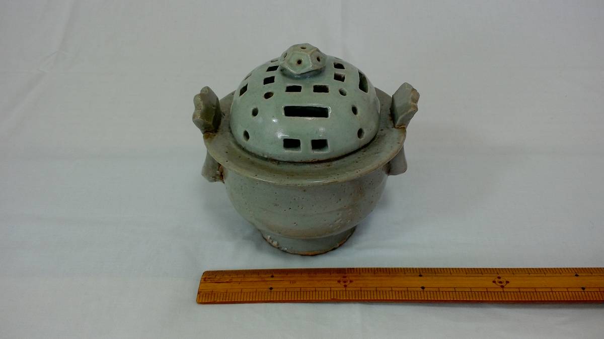 李朝 白磁 朝鮮美術 香炉 時代物 骨董品 香道具 双耳香炉 朝鮮古