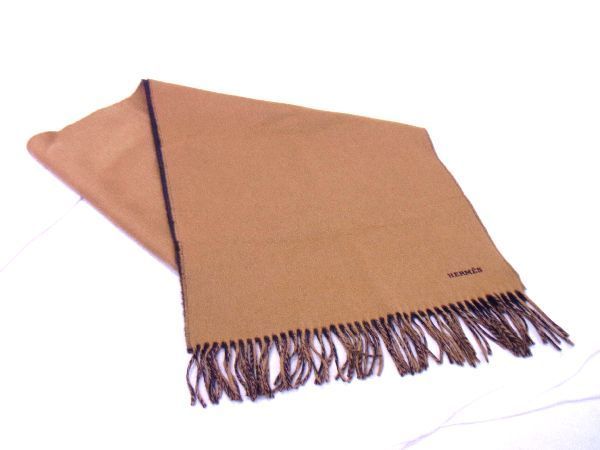 エルメス 1円 □新品同様□ HERMES エルメス カシミヤ100% フリンジ