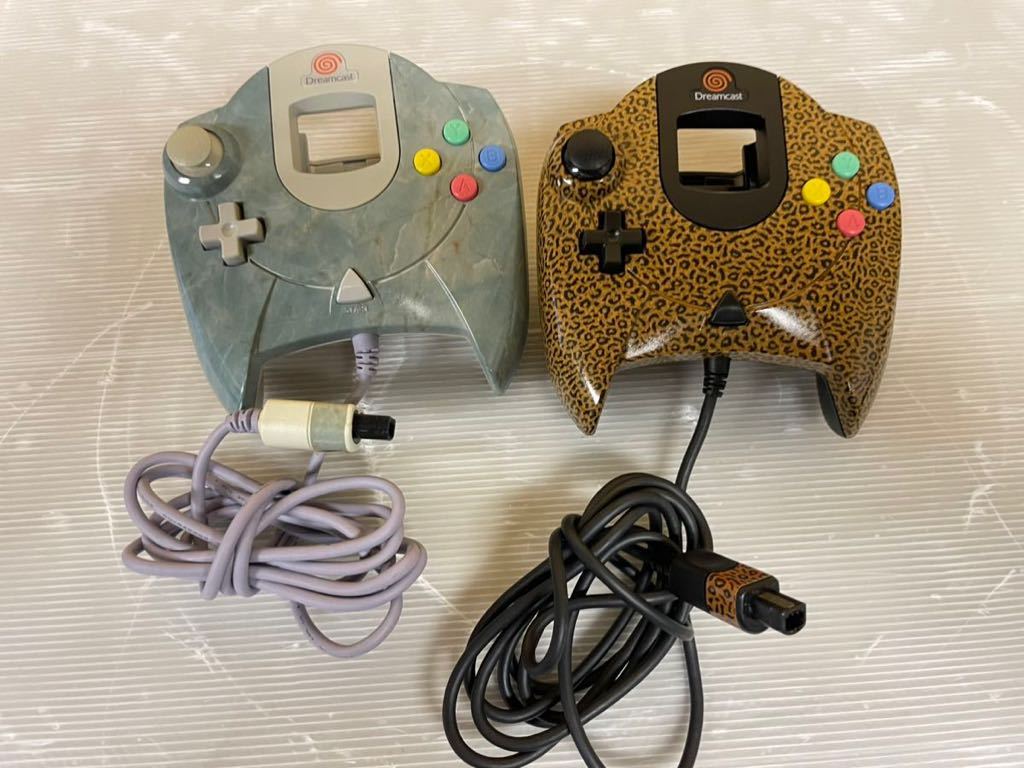 【2個セット】オリジナルドリームキャストコントローラ ヒョウ柄 豹柄 DC ドリキャス 大理石柄 レア SEGA HKT-7700（☆5）