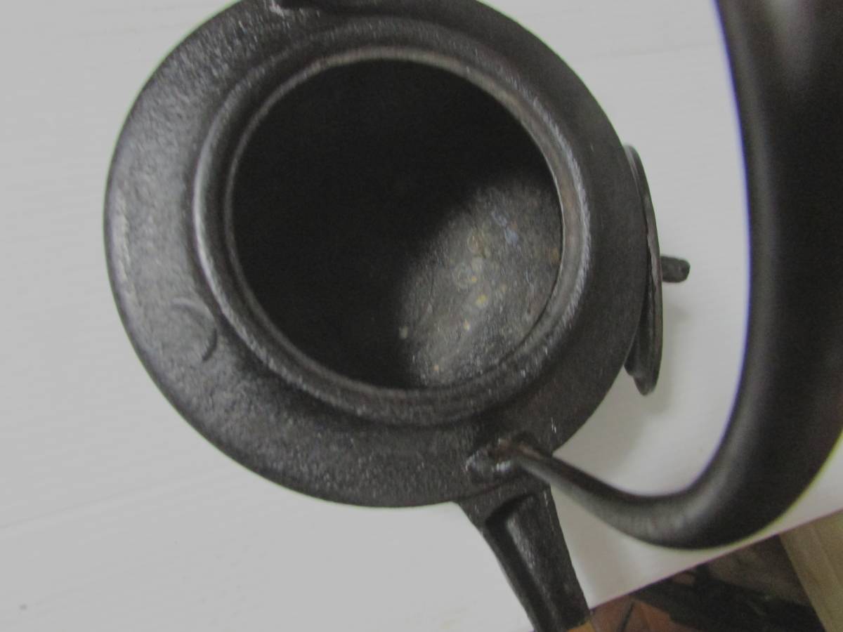 酒器鉄瓶 法眼周山画 布袋尊文 一本手鉄瓶 鉄急須 お屠蘇型 酒器