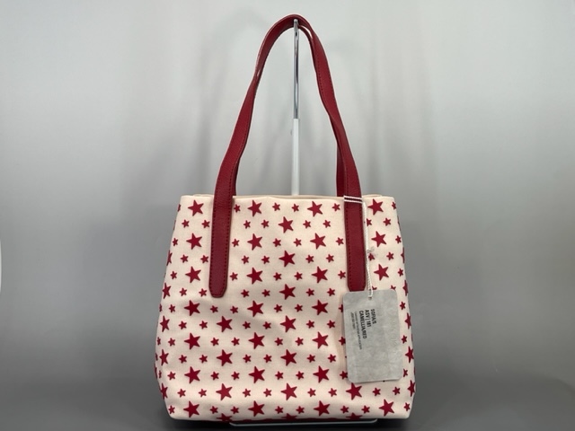ジミーチュウ JIMMY CHOO ソフィア キャンバス×レザー スター トートバッグ レッド系 USED品(未使用保管品)