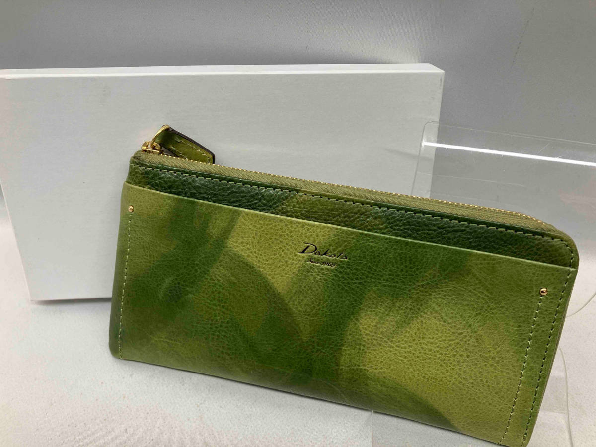 Dakota ダコタ　長財布　グラデーションアートペンネロ　グリーン　L字ファスナー　レディース　箱 タグ付き　美品