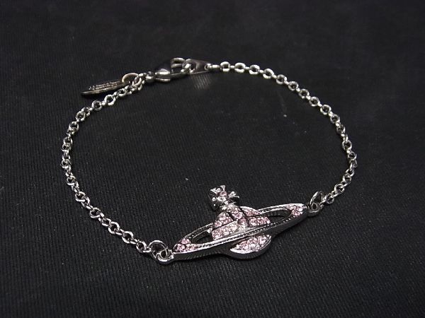 1円 ■極美品■ Vivienne Westwood ヴィヴィアンウエストウッド オーブ ラインストーン ブレスレット アクセサリー シルバー系 AQ7121