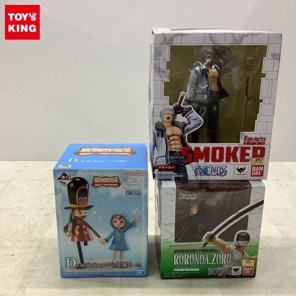 1円〜 未開封含 ONE PIECE D賞 Revible Moment レベッカ&兵隊さん、Figuarts ZERO ロロノア・ゾロ バトルバージョン、スモーカー