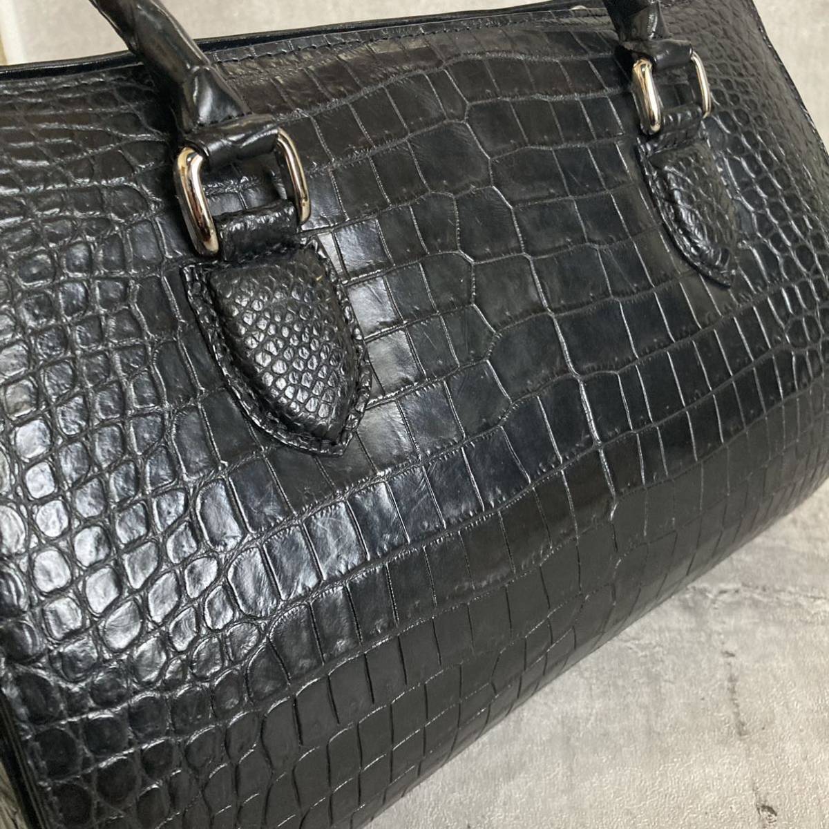 1円 クロコダイル ボストンバッグ ミニボストン genuine crocodile 