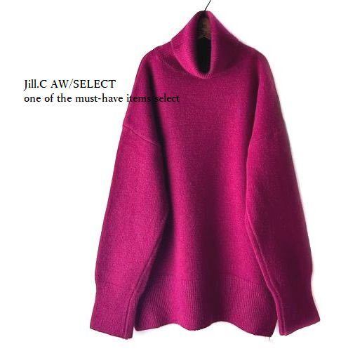 Jill.C［新品L～LL］ 伸縮◎綺麗COLLAR*秋冬コーデを華やかに仕上げる♪ニットプルオーバー*チュニック*ドロップショルダー3658.cherry