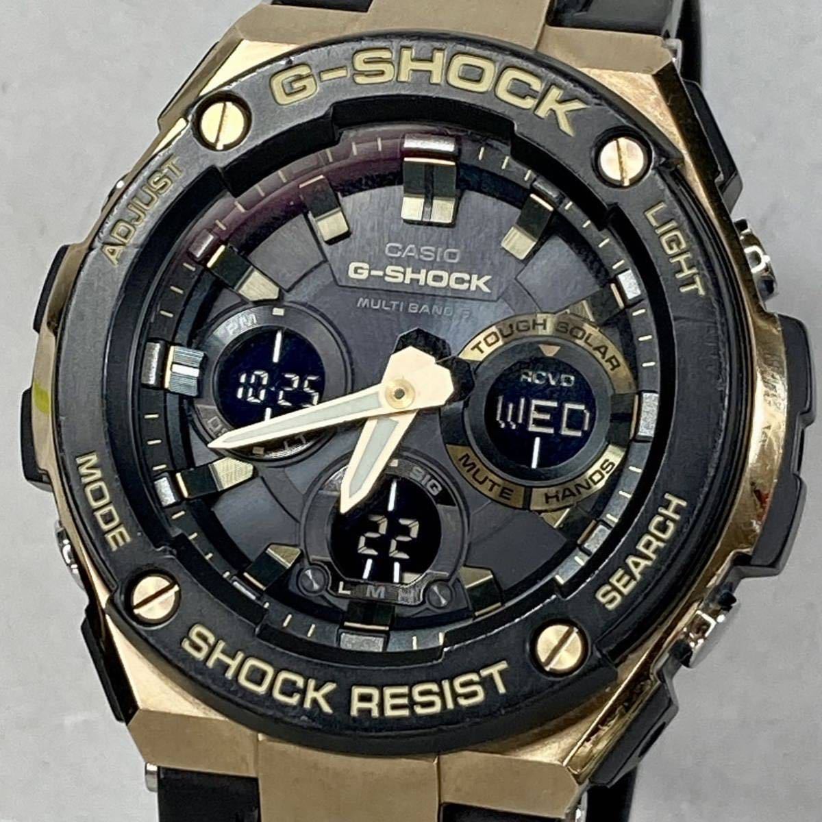 【美品】G-SHOCK GST-W100G ゴールド電波ソーラー 美品 G-SHOCK GST-W100G-1AJF G-STEEL Gスチール タフソーラー 電波