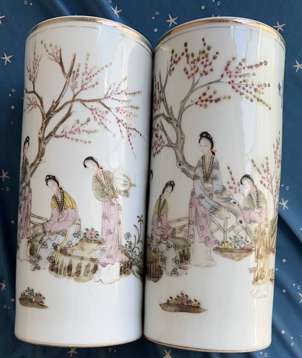 中国瓷器 骨董品 古美術 清代期頃から民国期頃 遣将彩 桃花美女図 美品