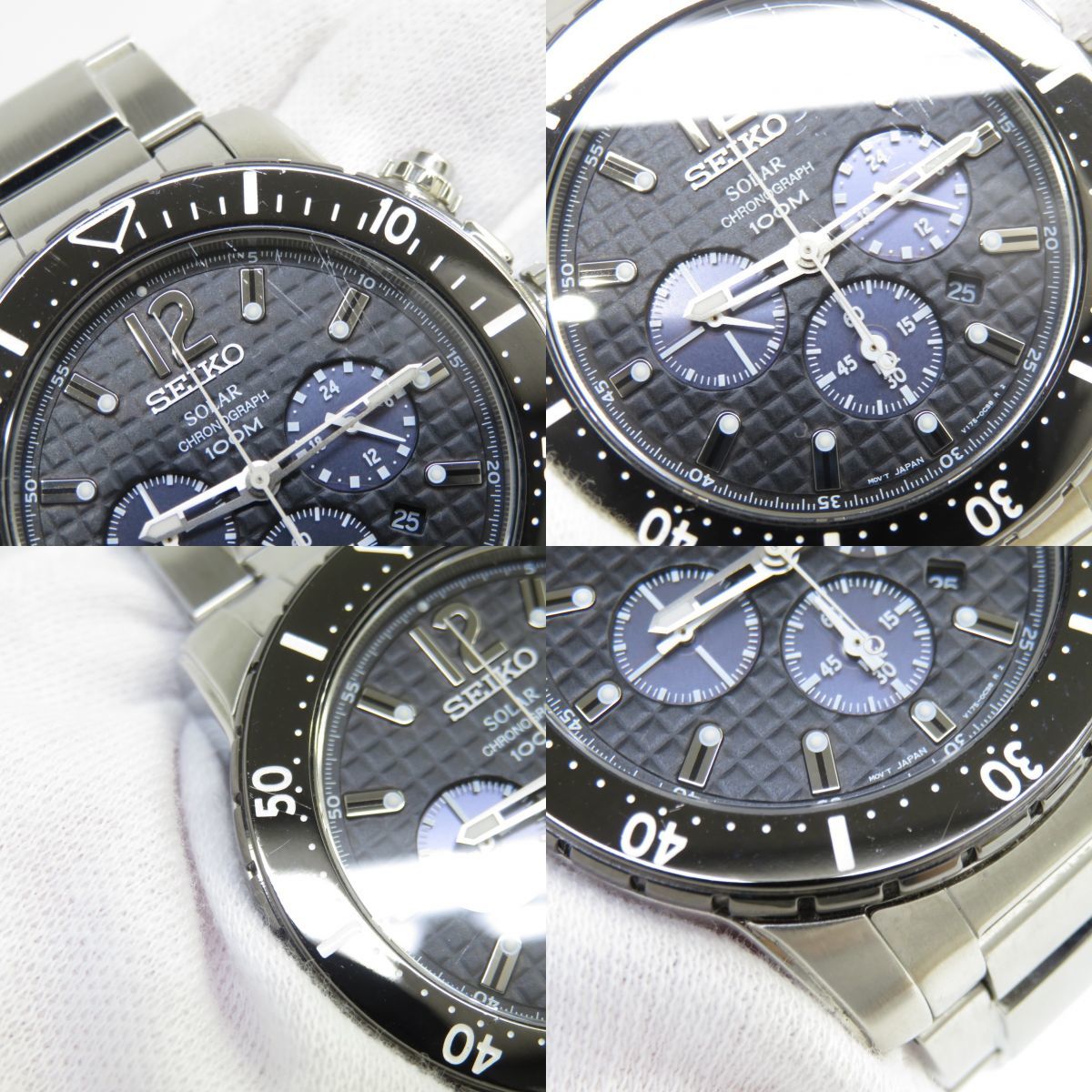 158 SEIKO セイコー V175-0CH0 ソーラークロノグラフ 腕時計 ※中古 