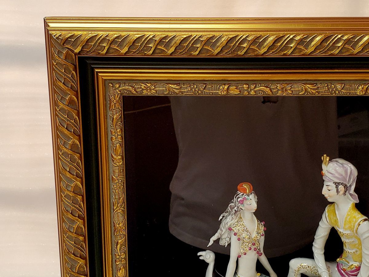 1000円スタート 額装 人形陶画 Meissen マイセン アラビアンナイト 千 
