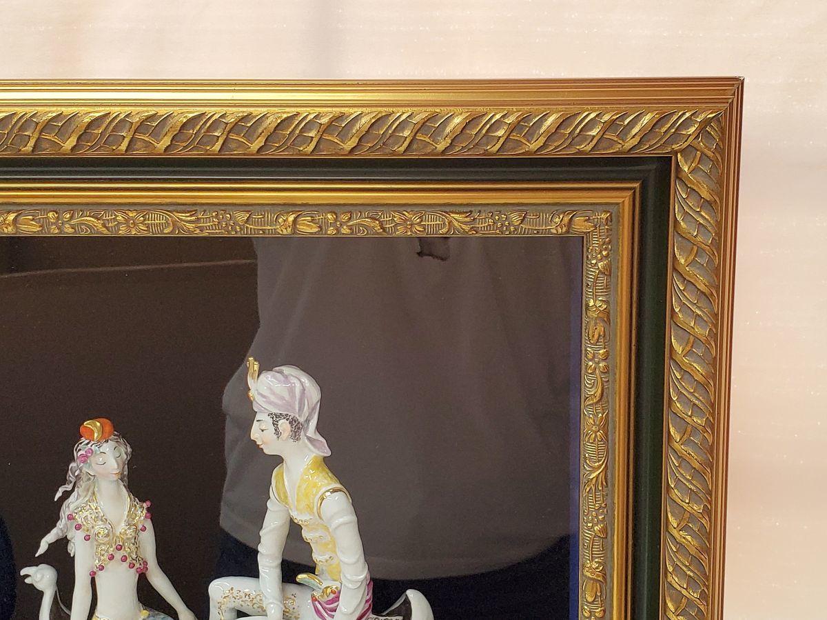 1000円スタート 額装 人形陶画 Meissen マイセン アラビアンナイト 千 