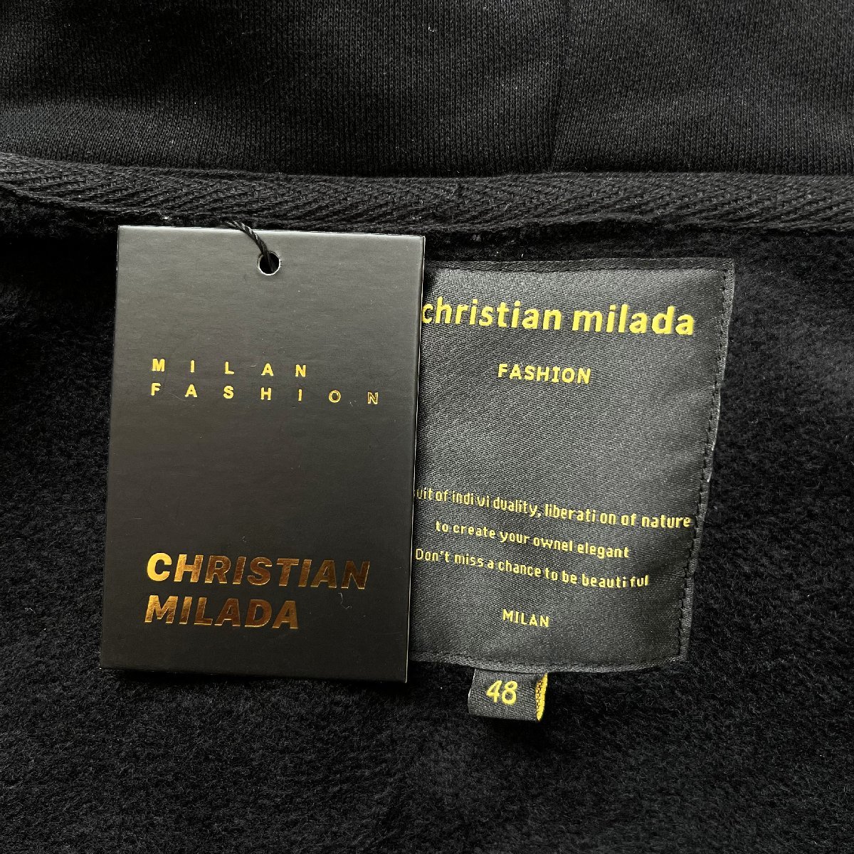 【品質保証，お得】 秋冬新作 定価4万★christian milada・ミラノ発・パーカー★高品質綿100％ 厚手 裏起毛 防寒 シンプル ストリート スウェット L/48サイズ