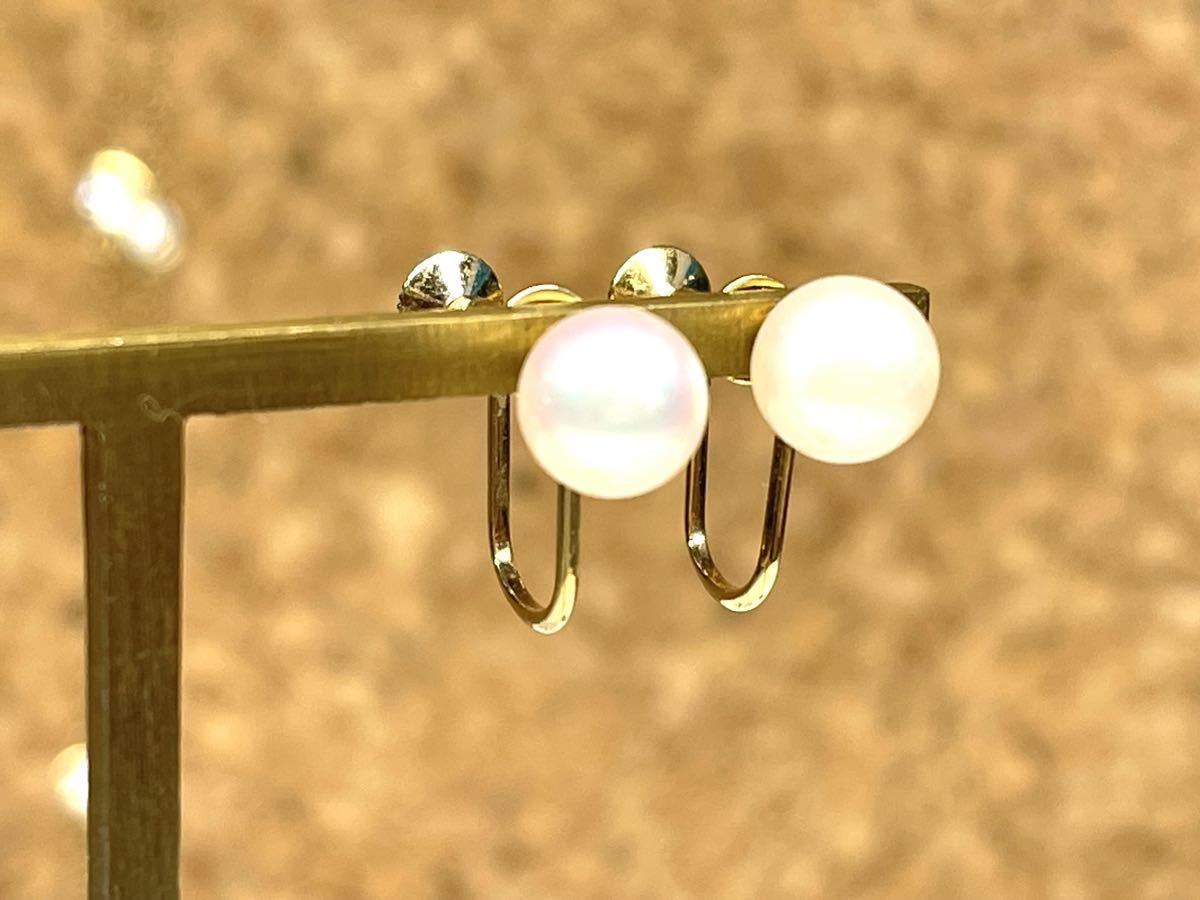 庄MZ143 MIKIMOTO ミキモト　イヤリング　イエローゴールド　K18/K14 1.84g　パール直径6.38mm　パールイヤリング　アコヤパール