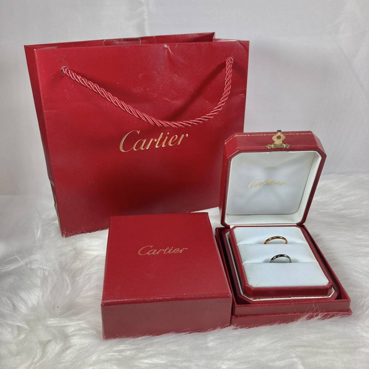 カルティエ 箱付き 18金 指輪 リング(18金2.49g pt950 2.83g 