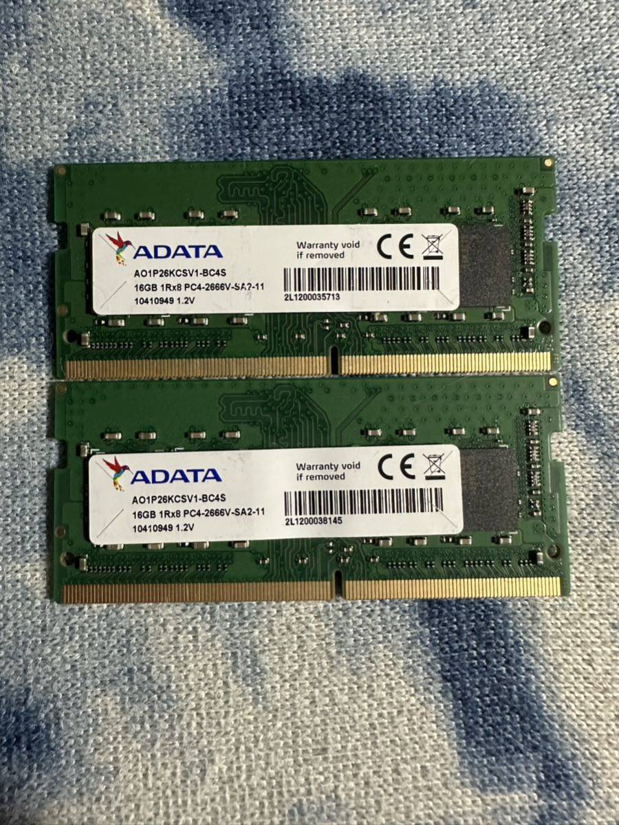 ADATAノートPC用メモリ PC4-2666V-SA2-11 16GB×2枚 合計32GB ADATA