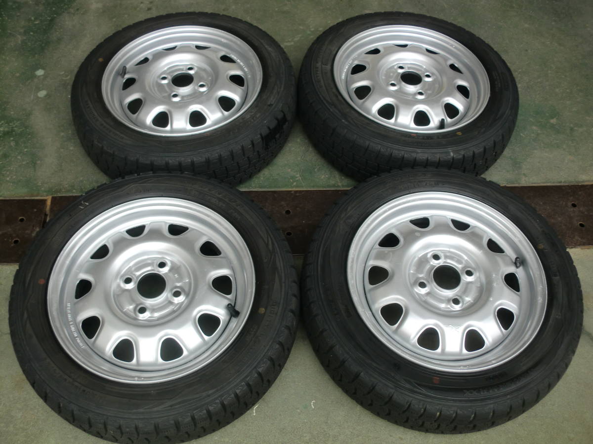 ダンロップスタッドレス 155/65R14 スチールホイール 中古4本セット