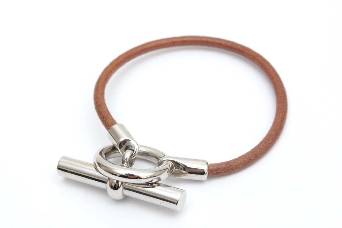 1T688☆エルメス HERMES☆ レザー グレナン ブレスレット 美品 【ニューポーン】