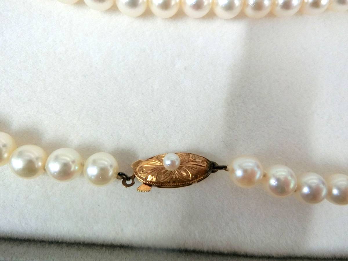 32973◇K18留め具 パールネックレス 約6.8mm - 2WAY有!!［淡水パール