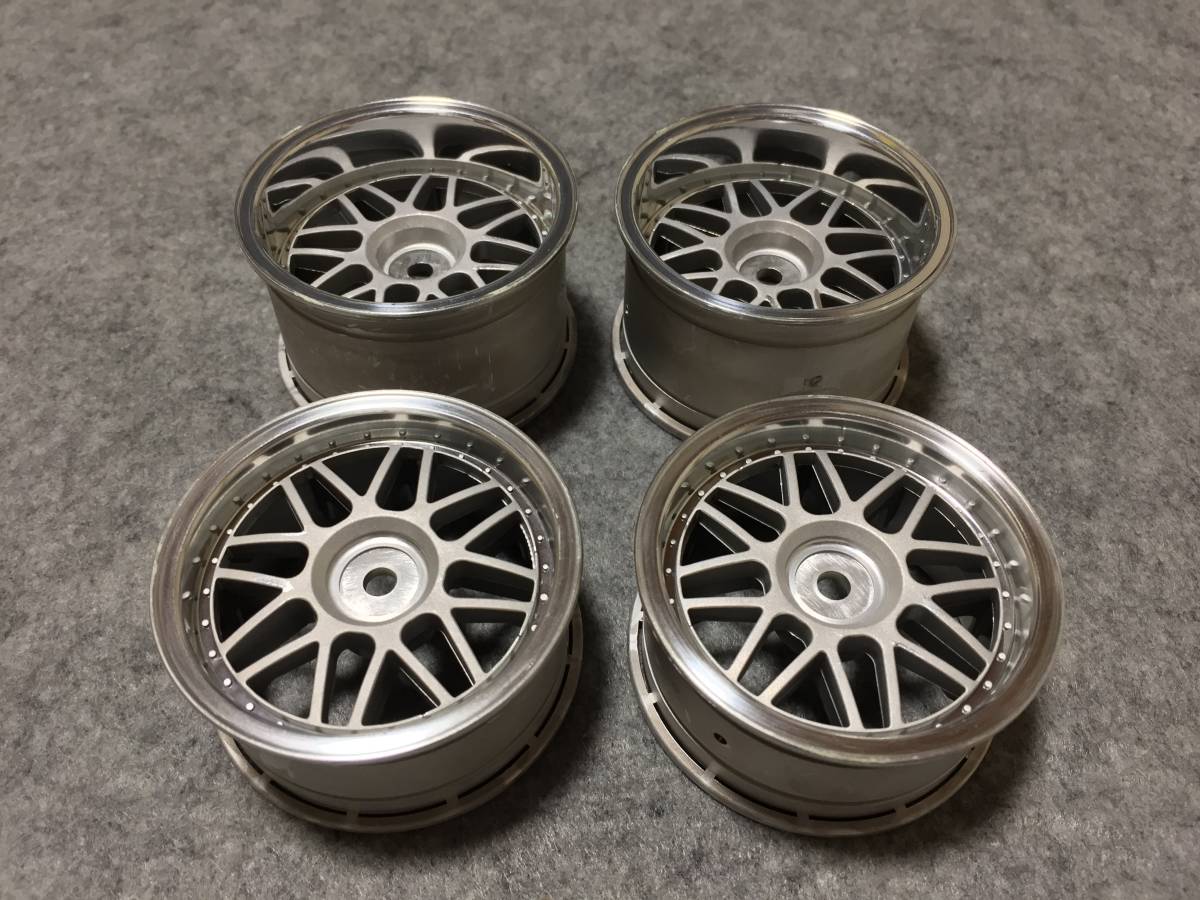1/10RCカー用 KAWADA カワダ 32mm/26mmメッシュホイール(メッキ)4本セット フェーザーMK2 TT01 TT02 等に タミヤ 京商 ヨコモ 