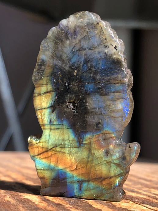 ラブラドライト レインボー ガネーシャ インド 神 原石 天然石 置き物
