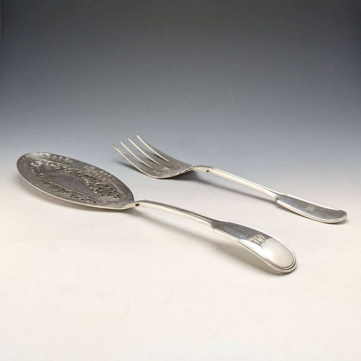 19世紀後半 英国アンティーク シルバープレート製 フィッシュサーバーセット Mappin&Webb