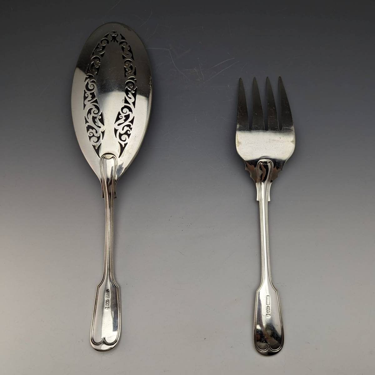 19世紀後半 英国アンティーク シルバープレート製 フィッシュサーバーセット Mappin&Webb