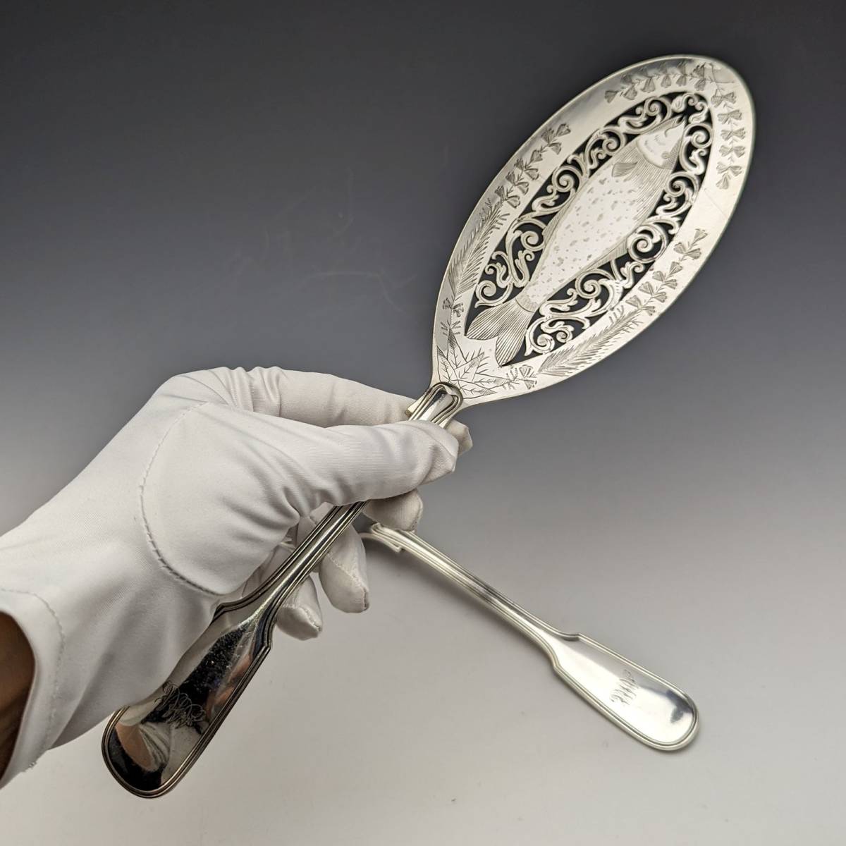 19世紀後半 英国アンティーク シルバープレート製 フィッシュサーバーセット Mappin&Webb