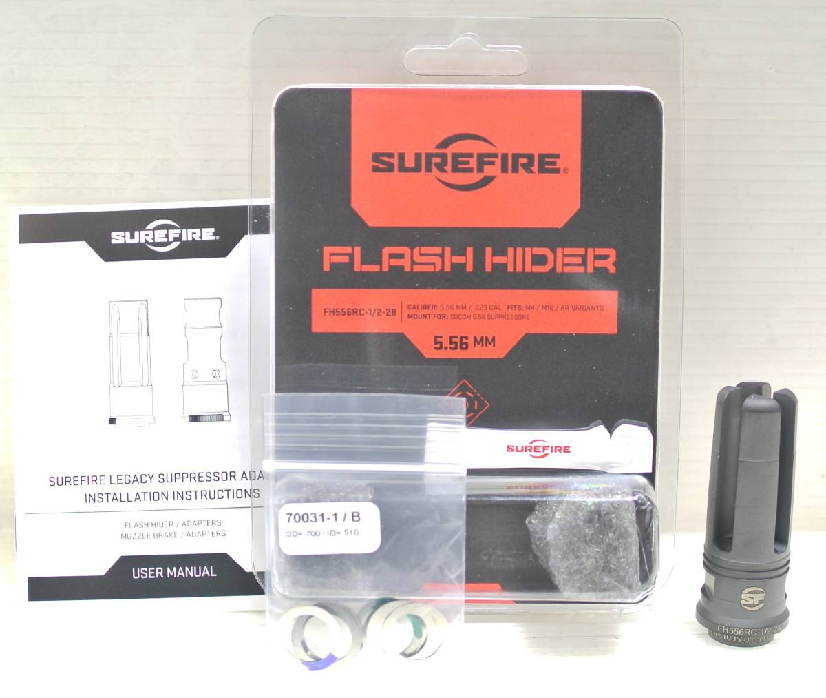 実物 SUREFIRE FH556RC 1/2-28 4又 フラッシュハイダー NSN刻印 シュア