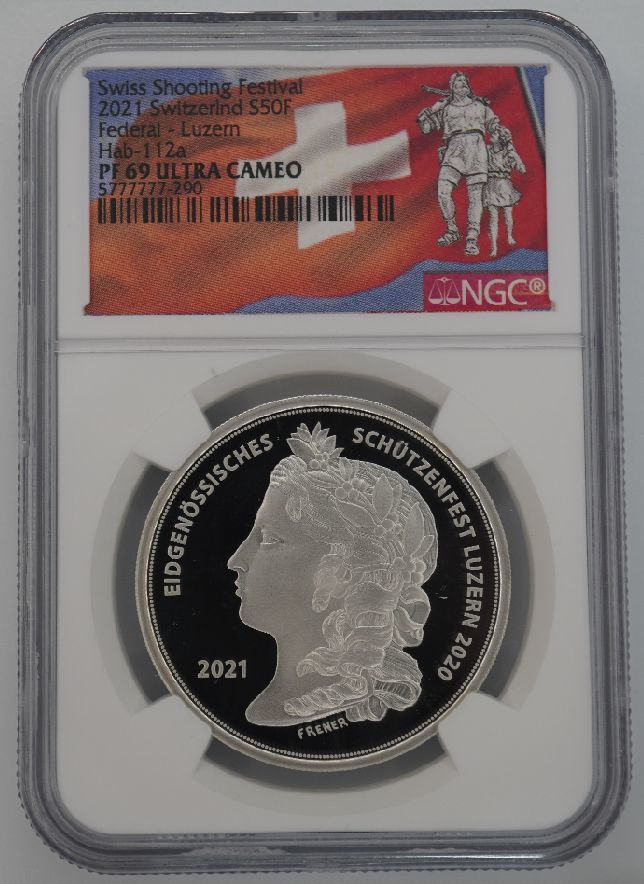 【準最高鑑定】 2021年 スイス 射撃祭 NGC PF69 ULTRA CAMEO 50フラン 銀貨 モダン コイン シルバー 嘆きの ライオン ルツェルン