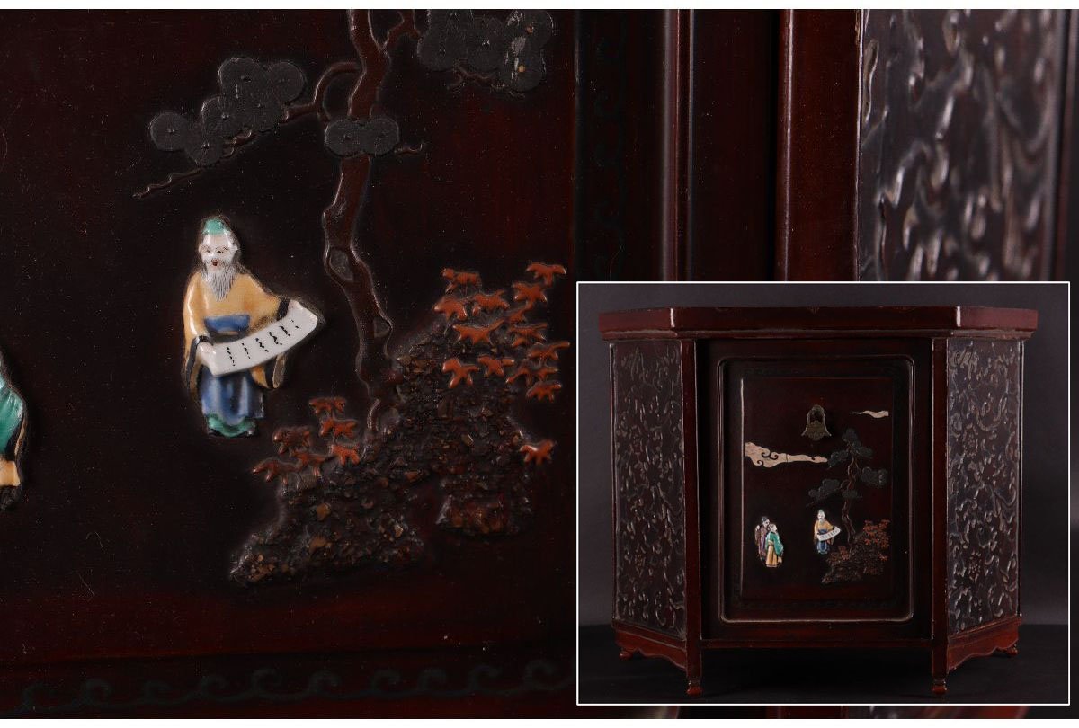 輪島塗最高峰 慶塚 作 天然木 漆塗 朱塗 長手卓上膳 懐石膳 会席膳 3枚