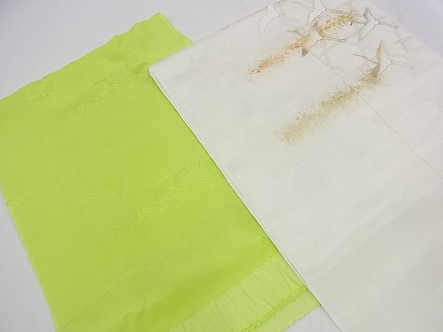 平和屋野田店□和装小物 上質な帯揚げ10枚セット 刺繍 籬飛鶴文
