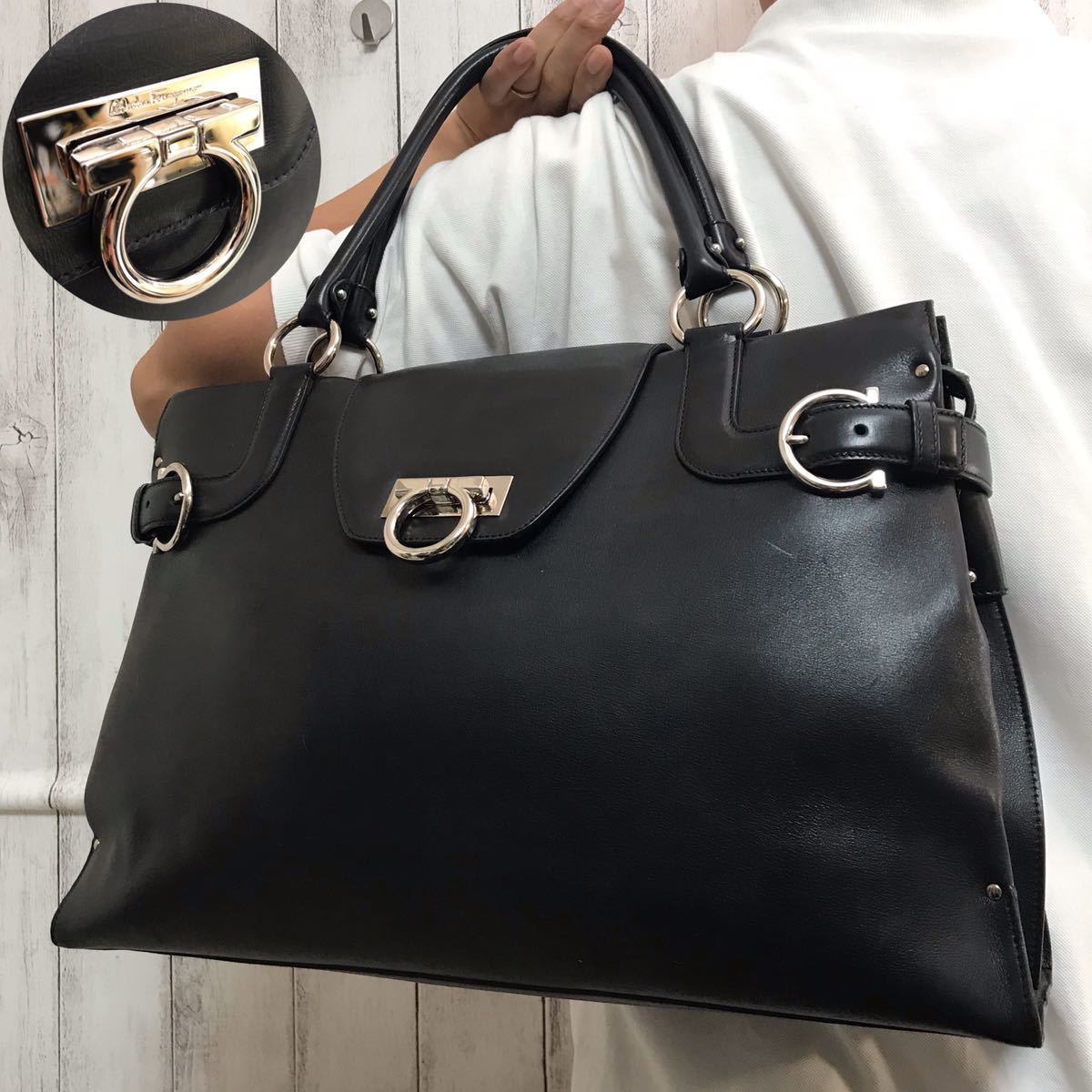 1円【超美品】フェラガモ Salvatore Ferragamo メンズ ビジネス トート 