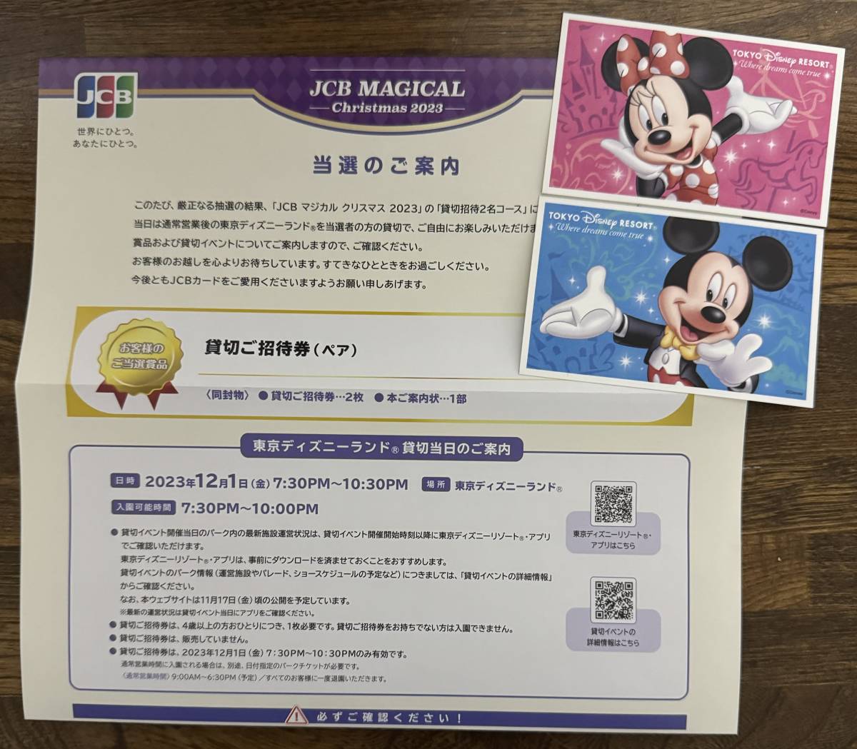 JCBマジカル2023ディズニーランド 貸切チケット 東京ディズニーランド