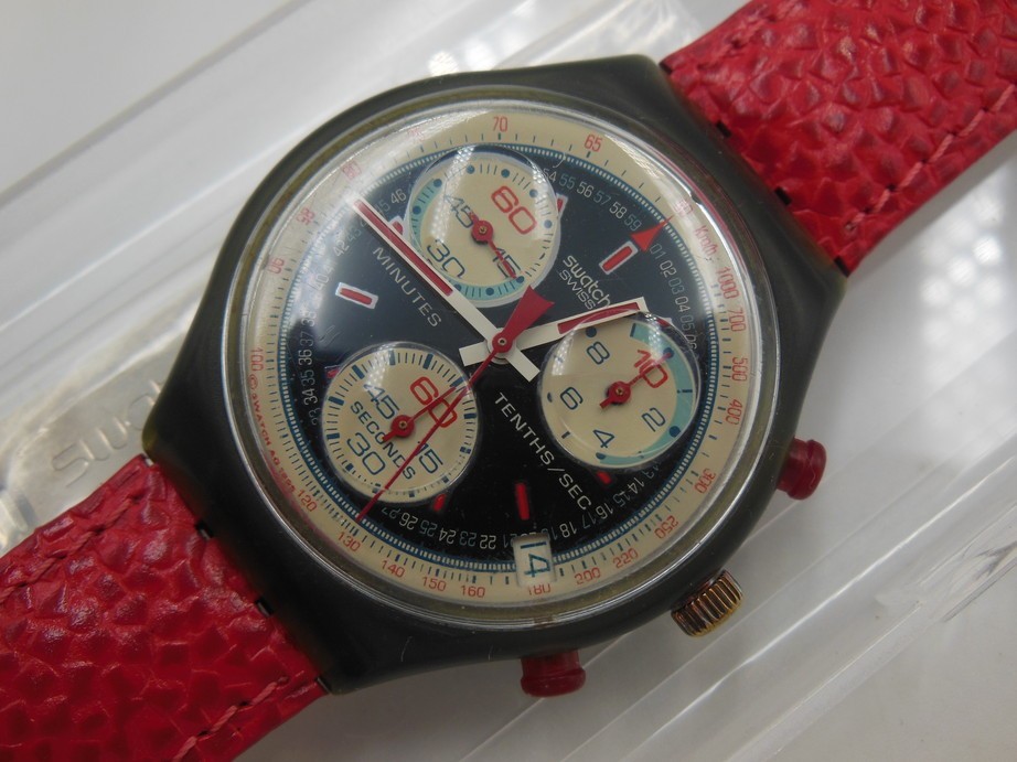 T【リ3-37】【60サイズ】△Swatch スウォッチ Chrono Rallye SCM403 