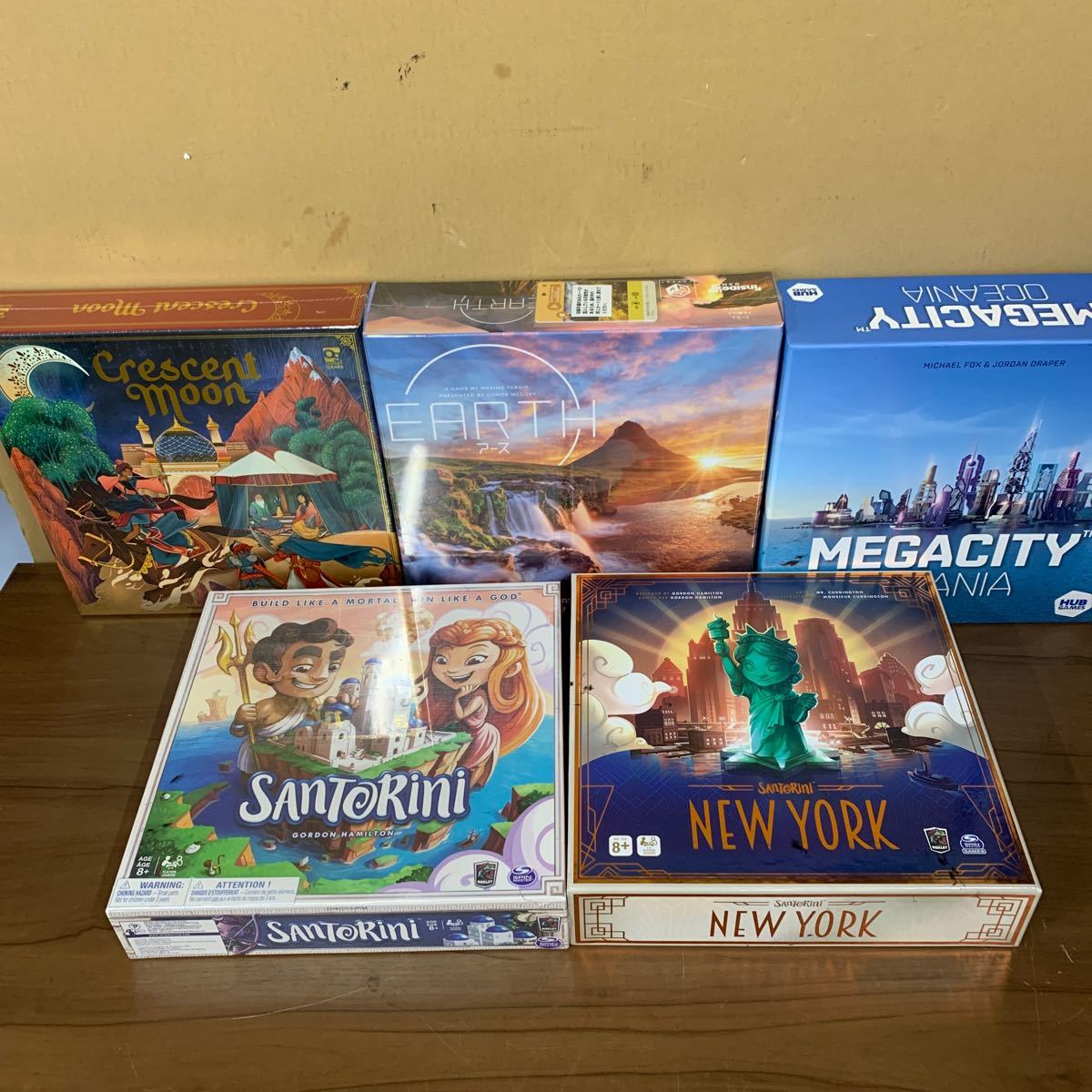 UTk211 【5点セット】ボードゲーム　まとめ売り　SAXTORINI NEWYORK crescent moon EARTH MEGACITY OCEANIA 