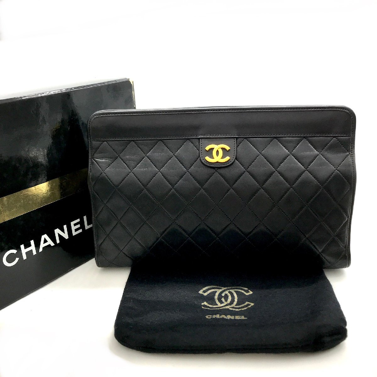 CHANEL シャネル マトラッセ ココマーク ラムスキン クラッチ セカンド