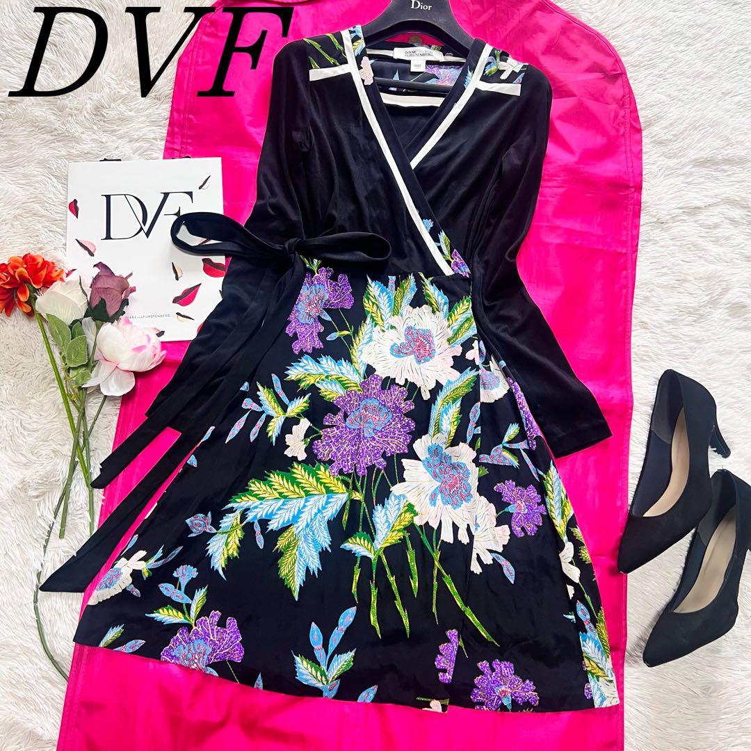美品】DIANEvon FURSTENBERG ラップワンピース ブラック 0 ダイアン