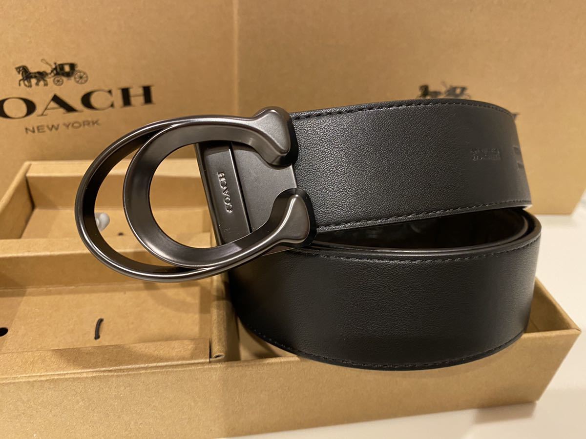 COACH コーチ 新品 リバーシブル シグネチャー バックル回転